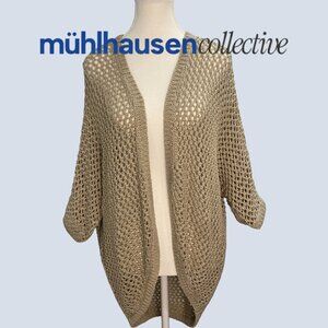 Garage Beige Open Knit Cardigan XS Lightweight Boho Oversized Layer